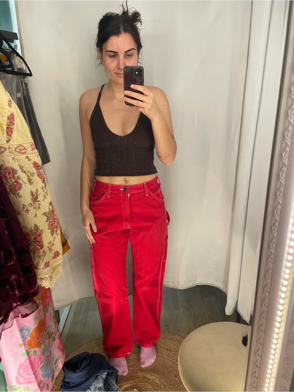 Dickies Red Straight-Leg Women's Work Pants
